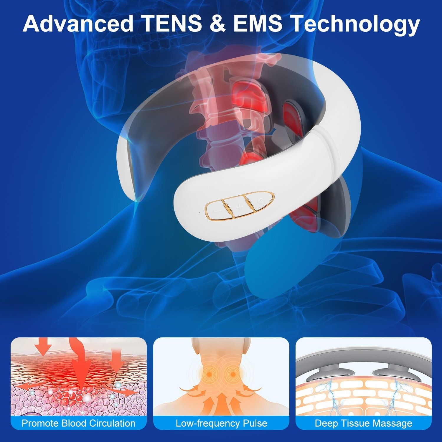1 Set EMS Neck Massager With Heat Cordless Cervical Neck Massager EMS Neck Massager With 6 Modes 15 Intensity Levels Remote Control - Image 8