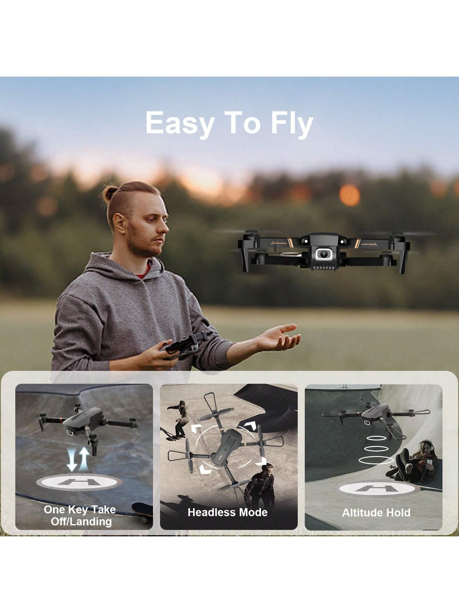 4DRC V4 Foldable Mini Drone With Camera 4K 1080P HD Drone ,3 Batteries,Drones For Adults Kids,Remote-controlled Quadcopter,Logistics Is Randomly Sent By UPS,USPS, - Image 3