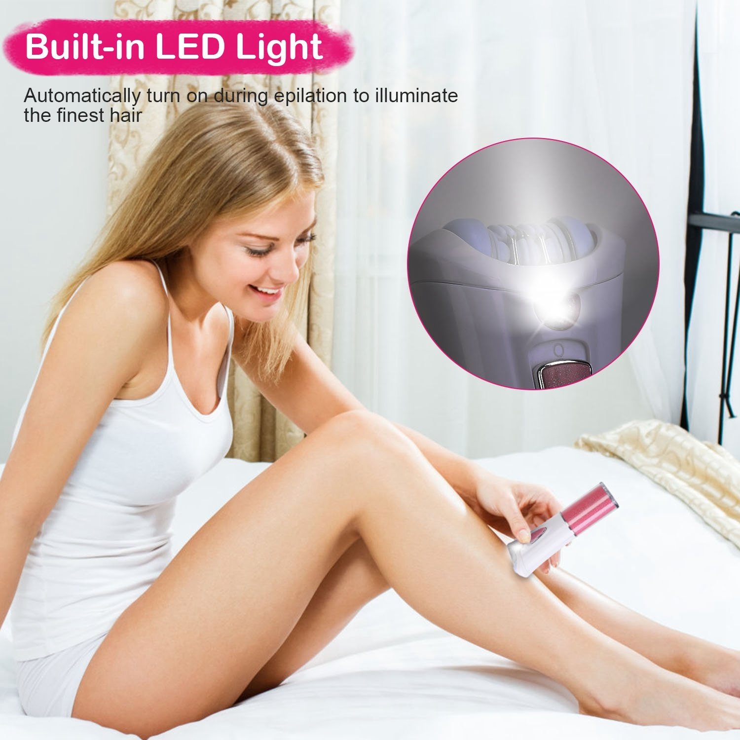 1Pc Glide Epilator For Women Cordless Women Shaver Facial Body Hair Remover Razor For Women Electric Tweezers Bikini Epilator Trimmer With LED Light - Image 3