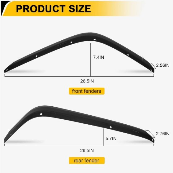 Front Rear Fender Flares Compatible With 2007-2018 Wrangler JK JKU, Off-Road Wheel Flares Liner 4 PCS - Image 5