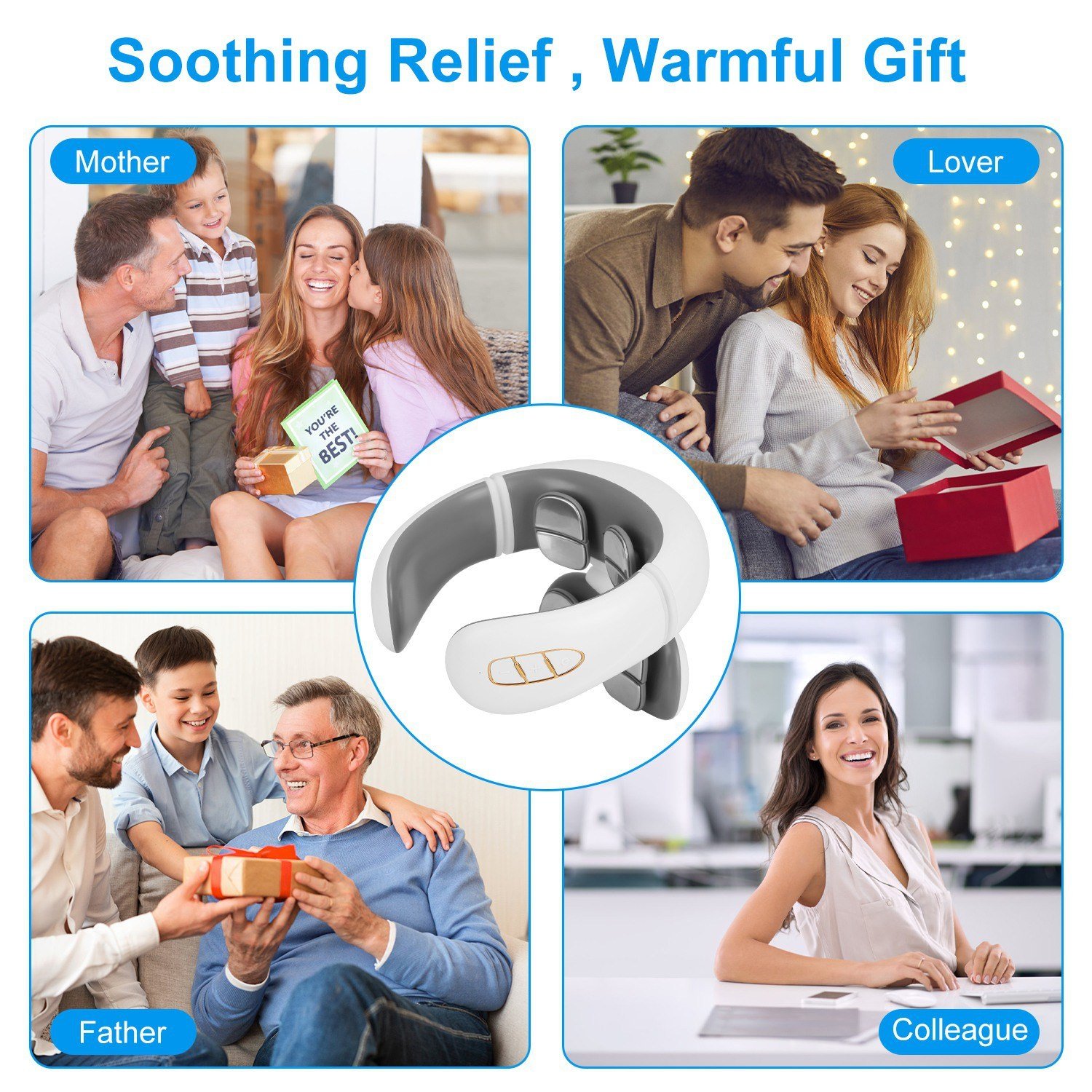 1 Set EMS Neck Massager With Heat Cordless Cervical Neck Massager EMS Neck Massager With 6 Modes 15 Intensity Levels Remote Control - Image 9