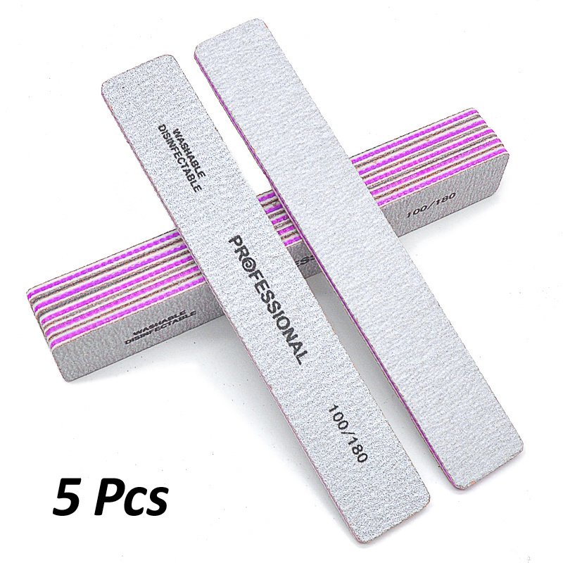 5 Pcs/Pack Square Nail File 80 100 180 Grit Poishing Files Strong Sandpaper Manicure Nails File Kit Salon Tools - Image 7