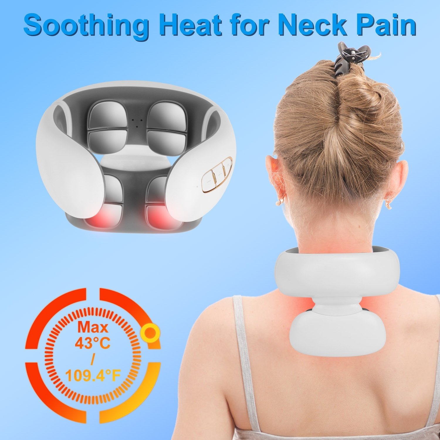 1 Set EMS Neck Massager With Heat Cordless Cervical Neck Massager EMS Neck Massager With 6 Modes 15 Intensity Levels Remote Control - Image 4