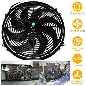 16 Inch Electric Radiator Cooling Fan 12V 120W 10 Blades Car Thermostat Kit With Mounting Kit