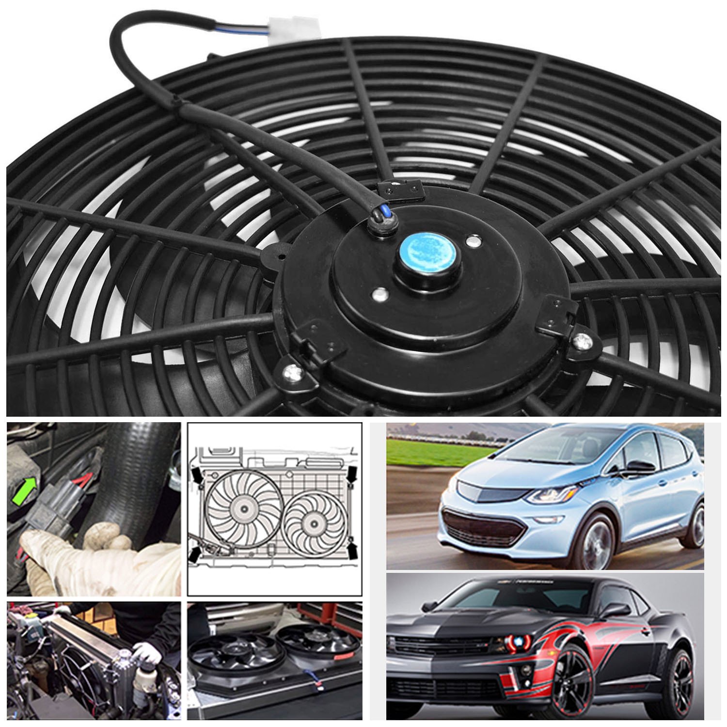 16 Inch Electric Radiator Cooling Fan 12V 120W 10 Blades Car Thermostat Kit With Mounting Kit - Image 6