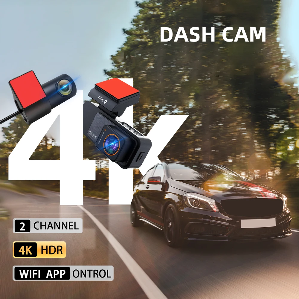 QOZ 4K Dash Cam Dual Lens Driving Recorder Car DVR 2.5K Rear Lens Camera Built-In WiFi GPS 24-Hour Parking Monitoring Black Box - Image 2