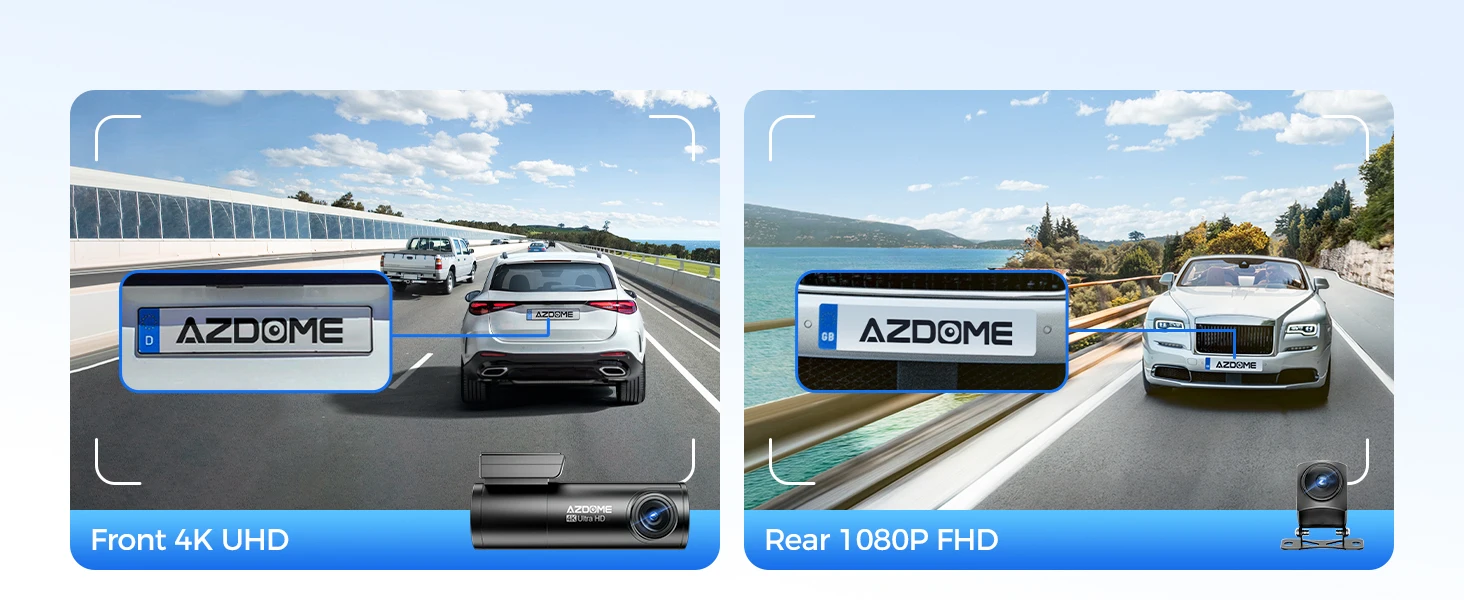 AZDOME Dash Cam M300S 4K+1080P Dual Dash Car Camera Built-in WiFi GPS ADAS Car DVR 24H Parking Mode Night Vision Black Box - Image 9