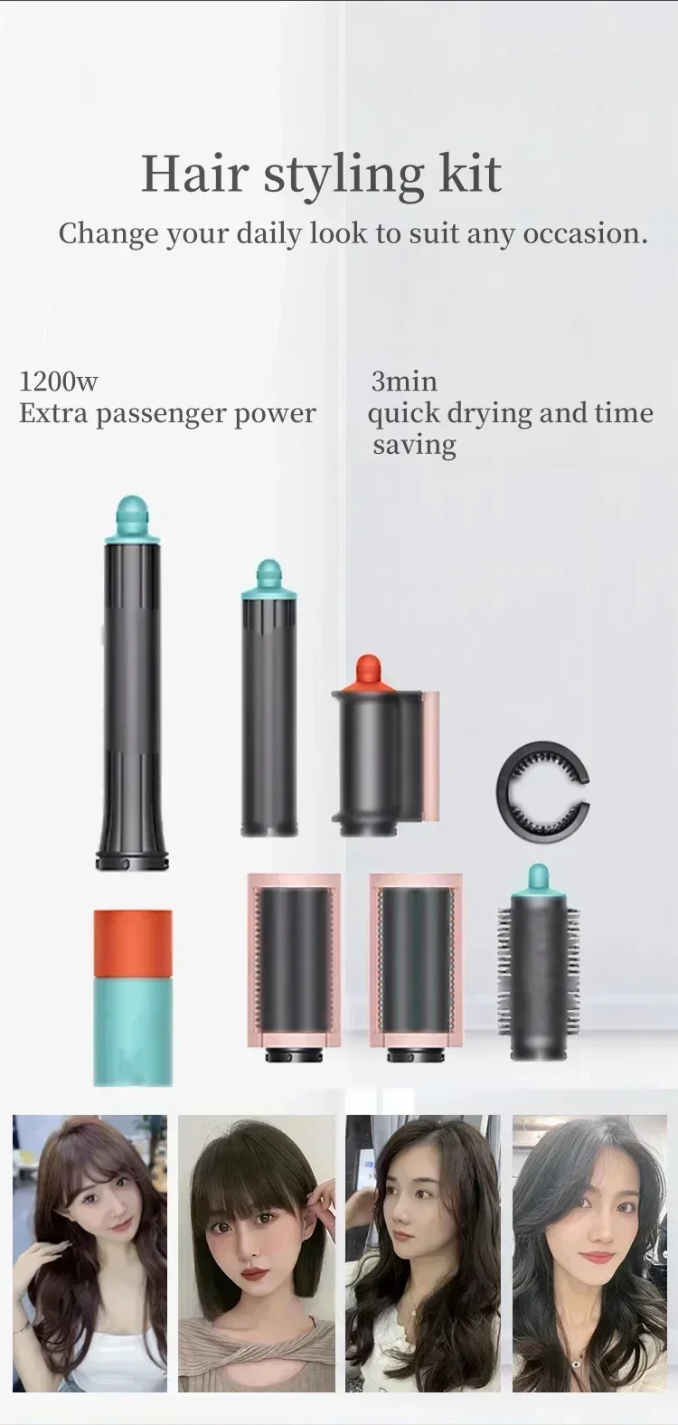 7 in1 Multi Hair Styler Curling Iron ProfessionalStraightener BarrelBrush DryerHotcomb Salon Tool Fast Heating for HomeUsecurler - Image 15