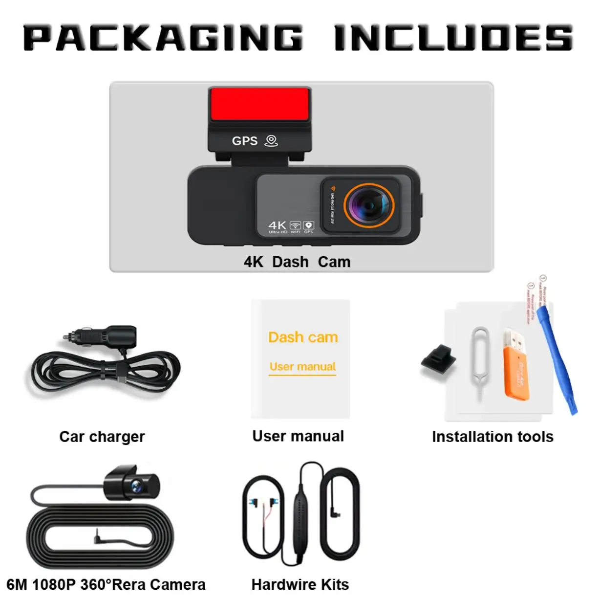 QOZ 4K Dash Cam Dual Lens Driving Recorder Car DVR 2.5K Rear Lens Camera Built-In WiFi GPS 24-Hour Parking Monitoring Black Box - Image 8