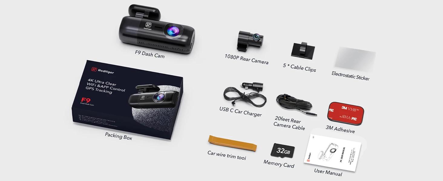 REDTIGER F9 Dash Cam 4K Front and Rear WiFi GPS Car Camera for Parking Mode Car Dvr for Night Vision Car Recorder By App Control - Image 18