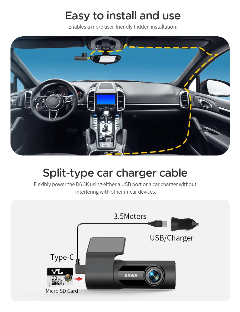 Dash cam KAWA D6 3K Video Recorder Car Dash Camera for AUTO, Car DVR Voice Control,Night Vision Dashcam 2025 New - Image 20