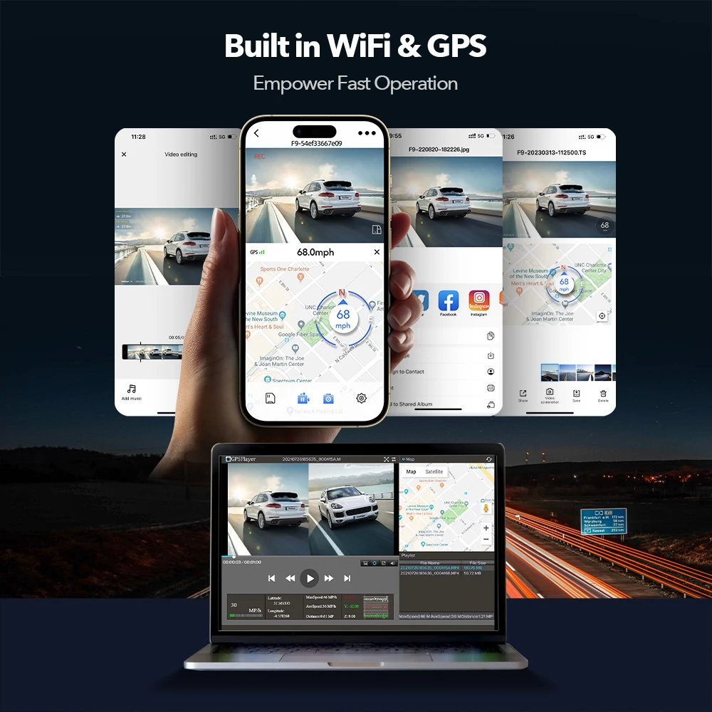 REDTIGER F9 Dash Cam 4K Front and Rear WiFi GPS Car Camera for Parking Mode Car Dvr for Night Vision Car Recorder By App Control - Image 5