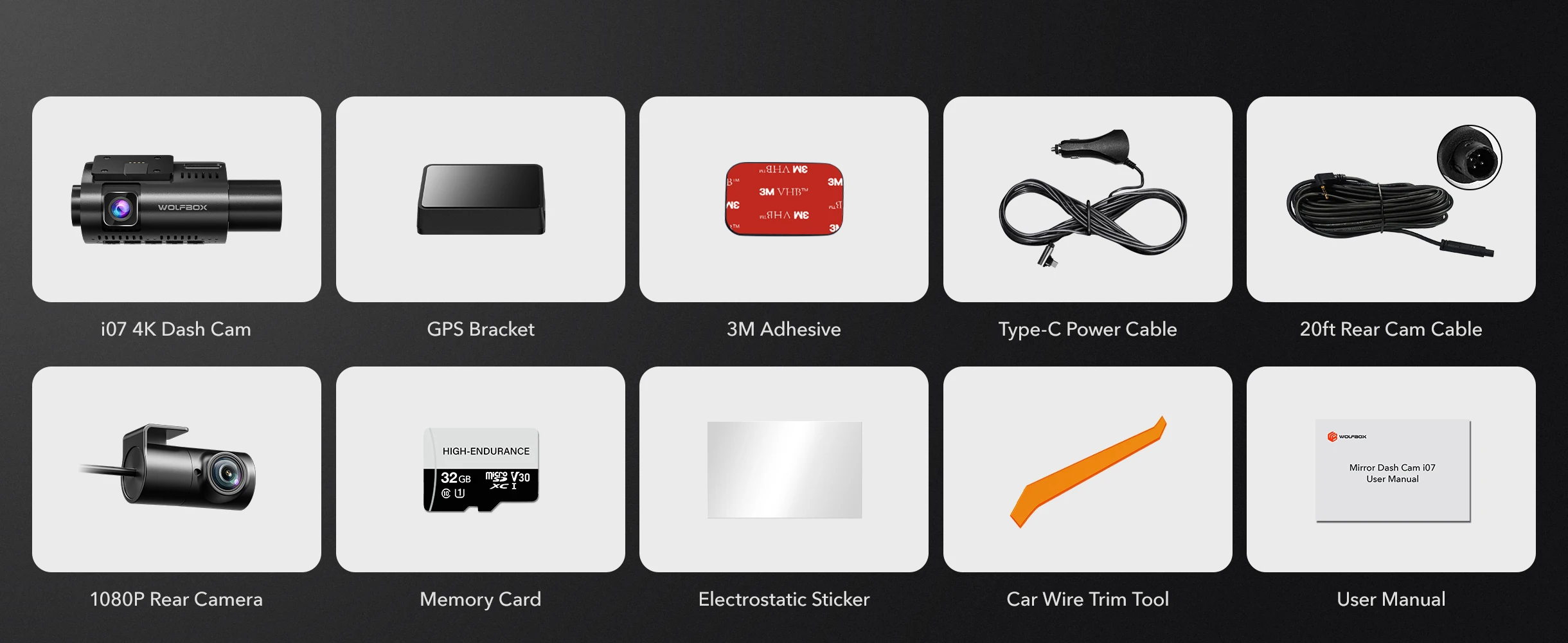 WOLFBOX I07 Dash Cam 3 Channel Dash Camera for Car Front and Rear 4K Dash Camera with GPS WiFi Car Dvr for 170 FOV WDR - Image 15