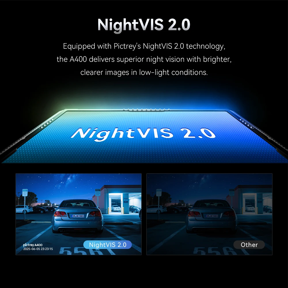 Pictrey A400 4K Dash Cam Built-in ADAS Wi-Fi Dash Car Camera with 1.9'' IPS Screen Support Parking Monito Night Vision Car DVR - Image 4