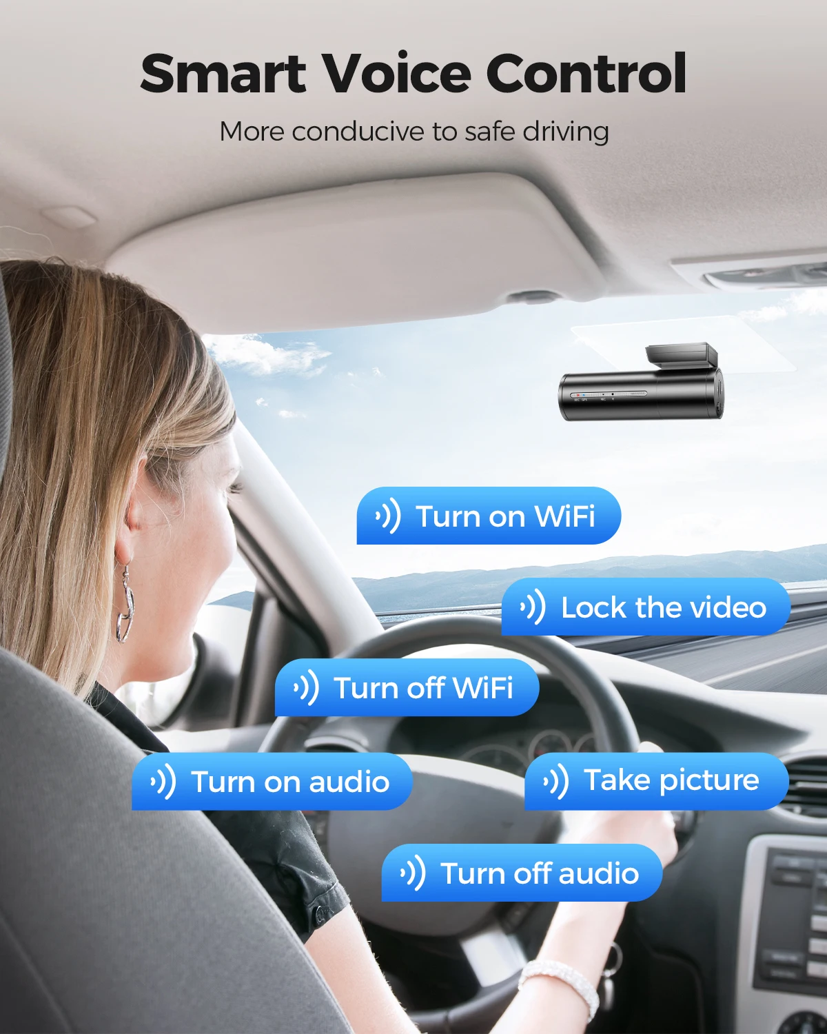 AZDOME Dash Cam M300S 4K+1080P Dual Dash Car Camera Built-in WiFi GPS ADAS Car DVR 24H Parking Mode Night Vision Black Box - Image 3