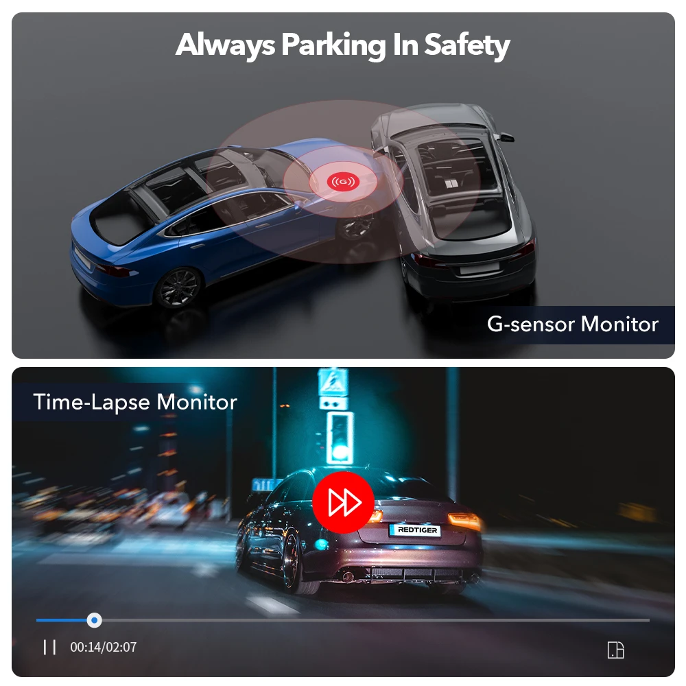 REDTIGER F9 Dash Cam 4K Front and Rear WiFi GPS Car Camera for Parking Mode Car Dvr for Night Vision Car Recorder By App Control - Image 3