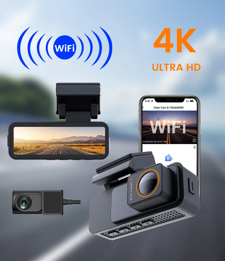 3.2Inch 4K Dash Cam Dual Lens Ultra HD Real Car DVR Camera WIFI GPS APP Rear View Night Vision WDR Video Recorder 24H Parking - Image 9