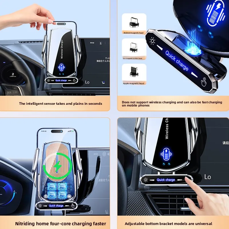 Wireless Charger For Car Mobile Cell Phone Holder Support For Mobile Car Mount Automotive Electric Induction Auto Clamping - Image 4