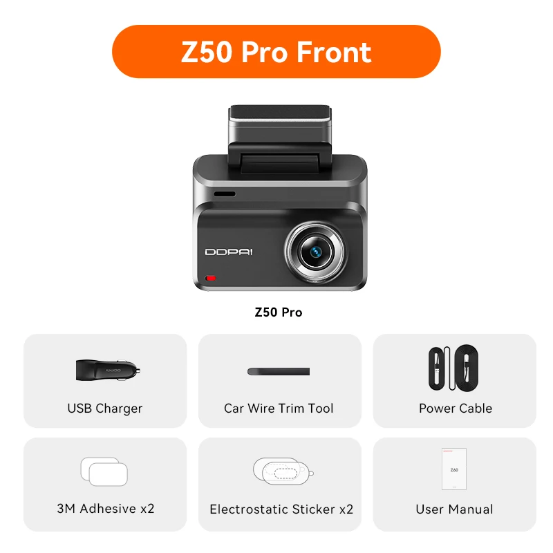 2025 New DDPAI Z50 Pro Dash Cam 4K Car DVR Night Vision 5GHz Wi-Fi GPS ADAS 24h Parking mode Front and Rear Camera - Image 7