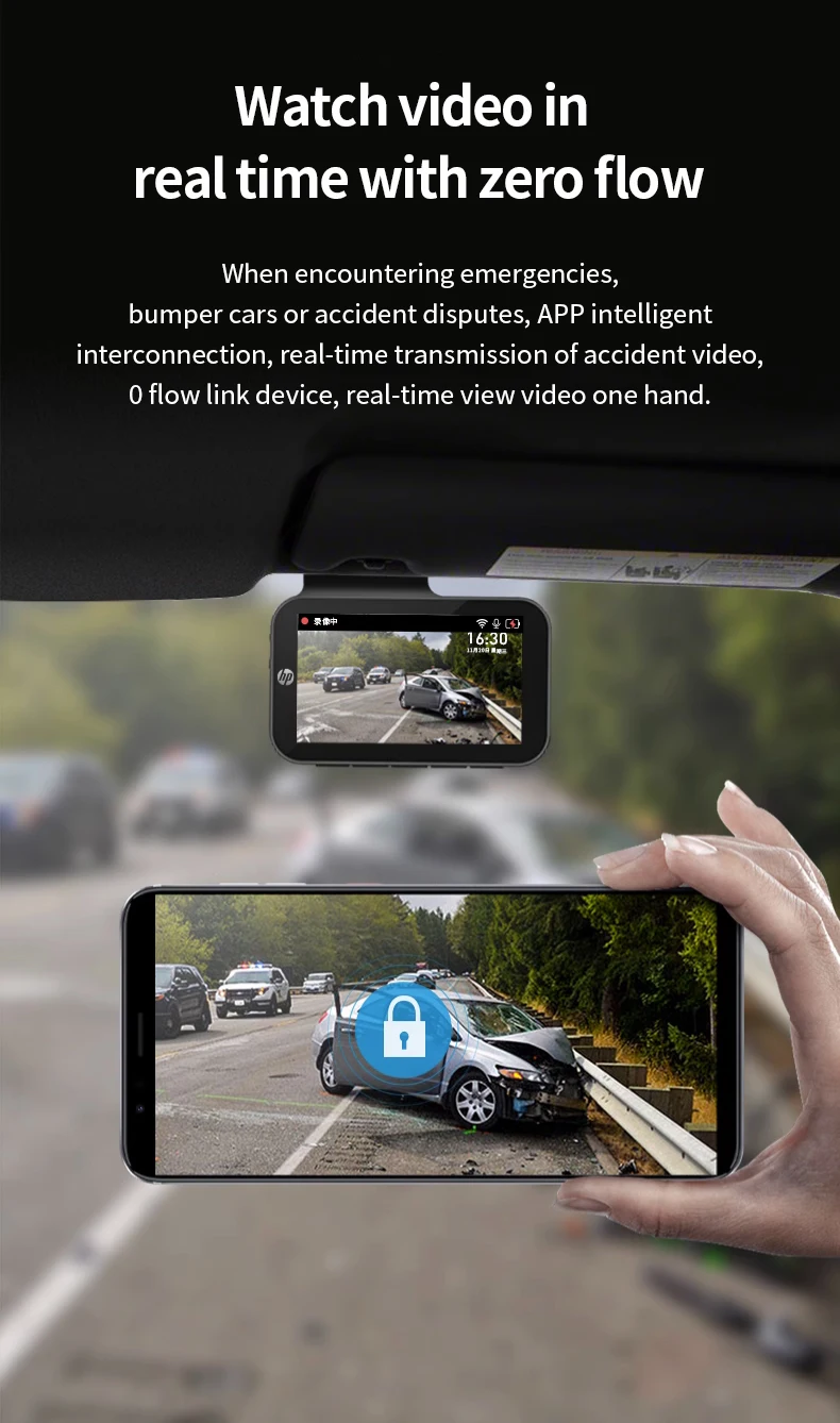 HP car camera dash cam camera 2k HD night vision WiFi DVR video loop video parking monitoring car dashcam auto - Image 14