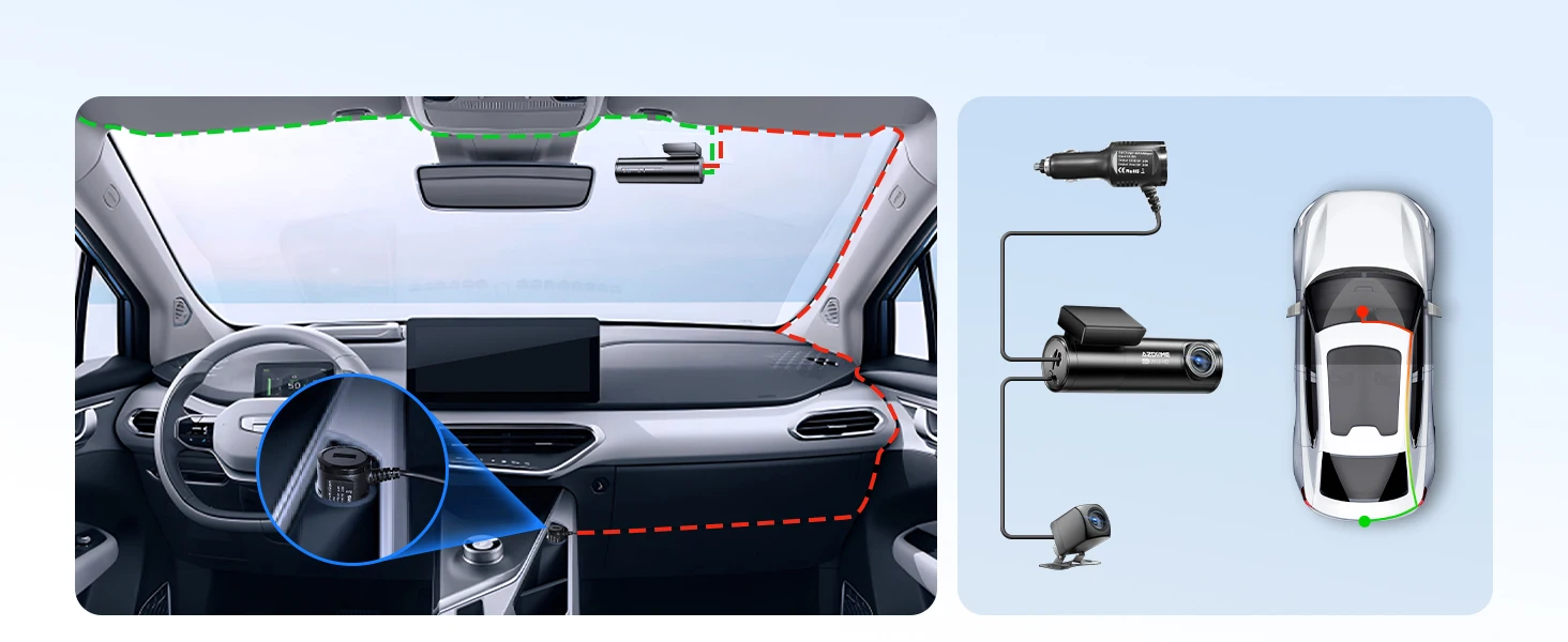 AZDOME Dash Cam M300S 4K+1080P Dual Dash Car Camera Built-in WiFi GPS ADAS Car DVR 24H Parking Mode Night Vision Black Box - Image 17
