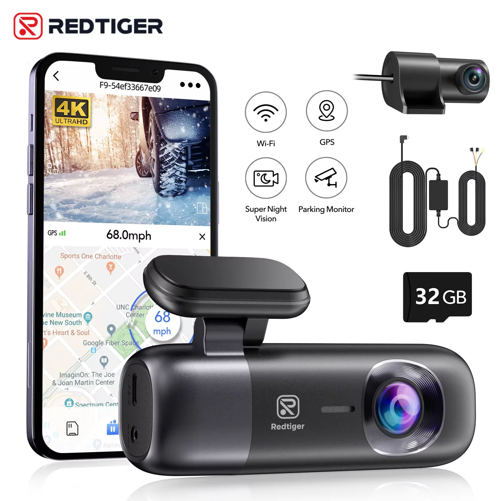 REDTIGER F9 Dash Cam 4K Front and Rear WiFi GPS Car Camera for Parking Mode Car Dvr for Night Vision Car Recorder By App Control - Image 7