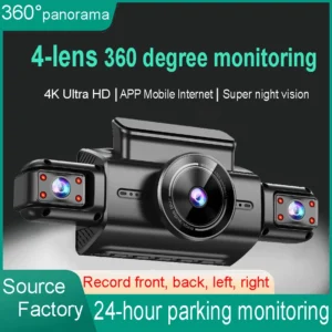 Onedo 4K 4CH Hidden Dash Cam with APP Night Vision Motion Detection 24/7 Parking Monitor G-Sensor Loop Recording WDR Blackbox Car DVR