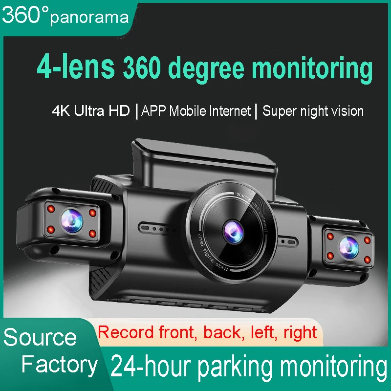 Onedo 4K 4CH Hidden Dash Cam with APP Night Vision Motion Detection 24/7 Parking Monitor G-Sensor Loop Recording WDR Blackbox Car DVR