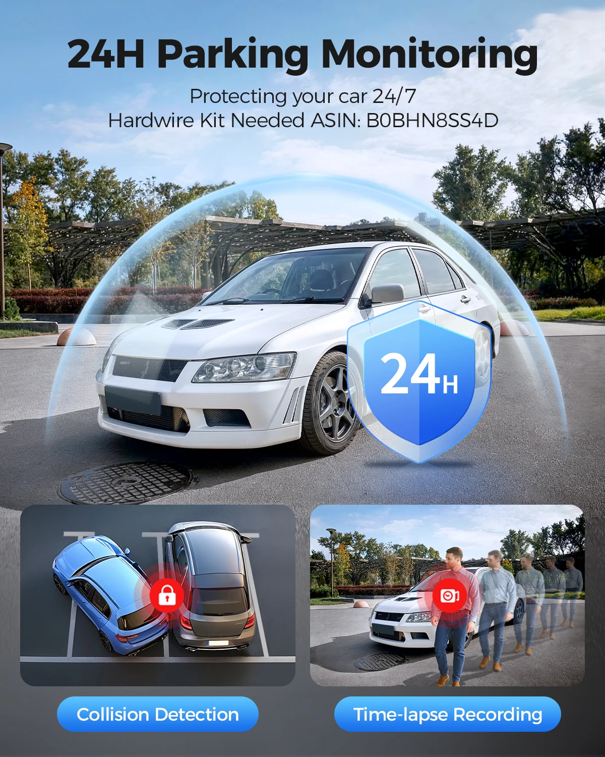 AZDOME Dash Cam M300S 4K+1080P Dual Dash Car Camera Built-in WiFi GPS ADAS Car DVR 24H Parking Mode Night Vision Black Box - Image 6