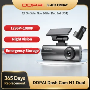 DDPAI Dash Cam  N1 Dual Front & Rear Recording NightVIS 1296P Dash Cam Recorder Car DVR   App Control