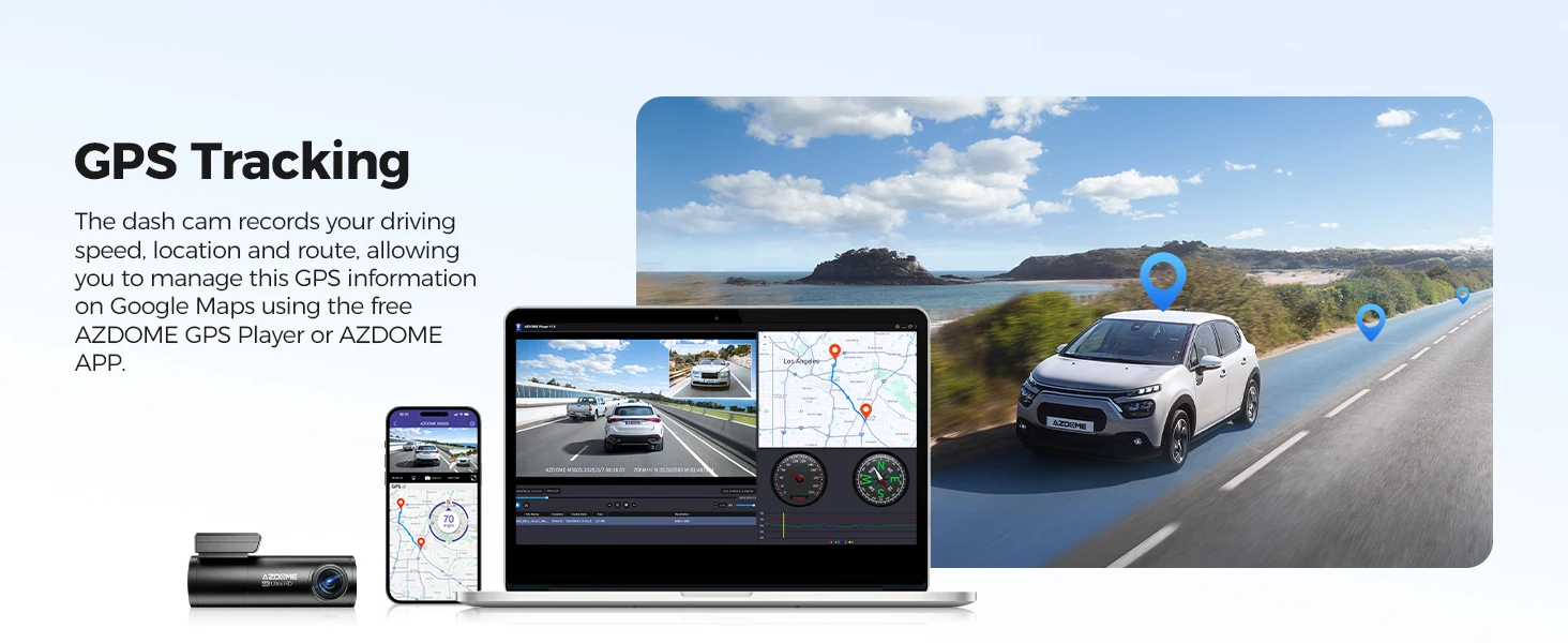 AZDOME Dash Cam M300S 4K+1080P Dual Dash Car Camera Built-in WiFi GPS ADAS Car DVR 24H Parking Mode Night Vision Black Box - Image 11