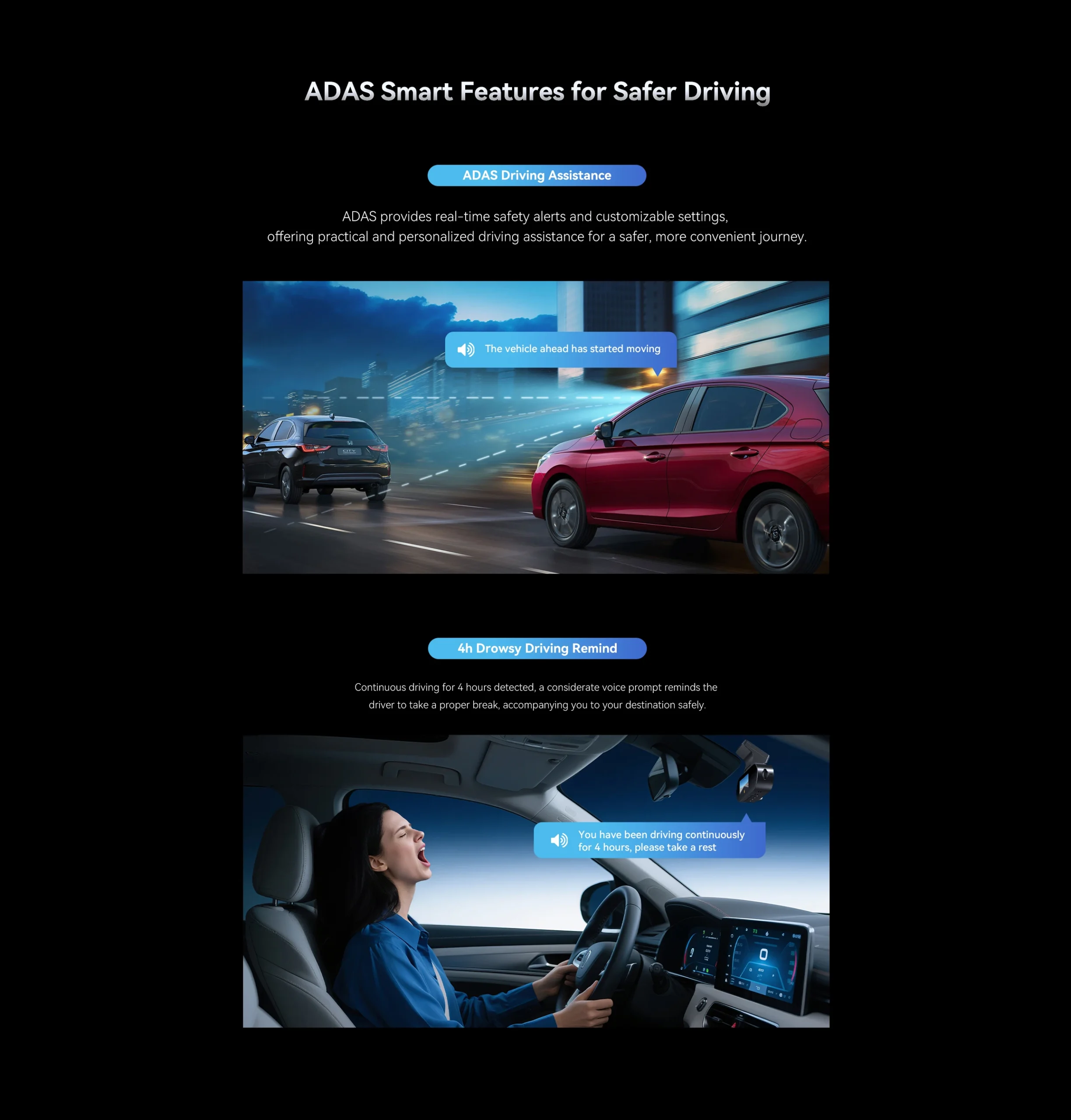 Pictrey A400 4K Dash Cam Built-in ADAS Wi-Fi Dash Car Camera with 1.9'' IPS Screen Support Parking Monito Night Vision Car DVR - Image 17