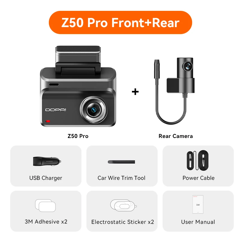 2025 New DDPAI Z50 Pro Dash Cam 4K Car DVR Night Vision 5GHz Wi-Fi GPS ADAS 24h Parking mode Front and Rear Camera - Image 8