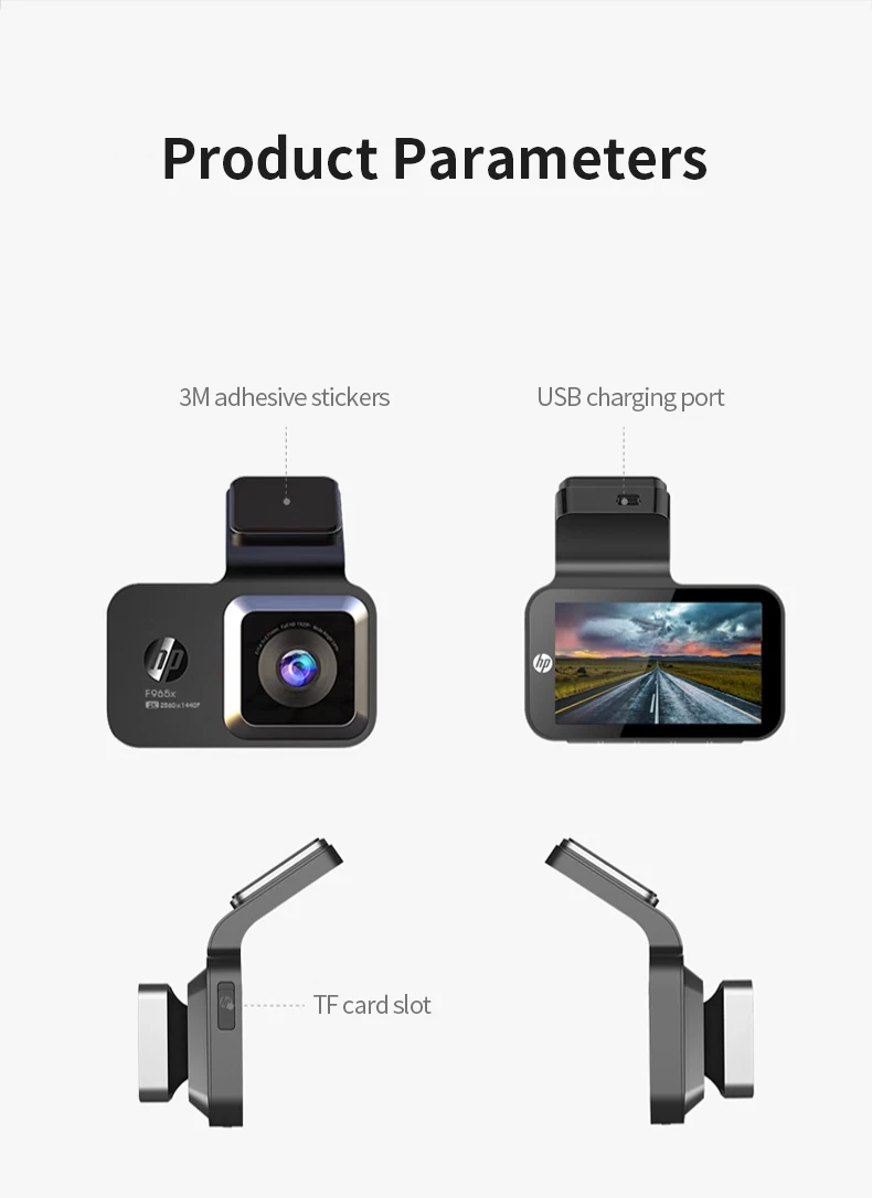 HP car camera dash cam camera 2k HD night vision WiFi DVR video loop video parking monitoring car dashcam auto - Image 25