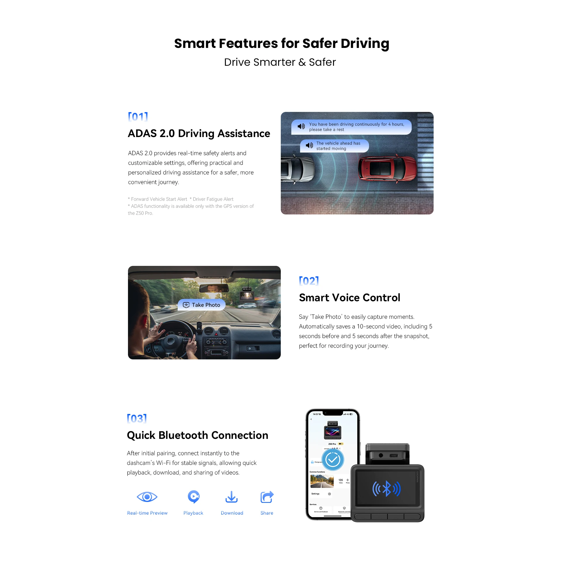 2025 New DDPAI Z50 Pro Dash Cam 4K Car DVR Night Vision 5GHz Wi-Fi GPS ADAS 24h Parking mode Front and Rear Camera - Image 22