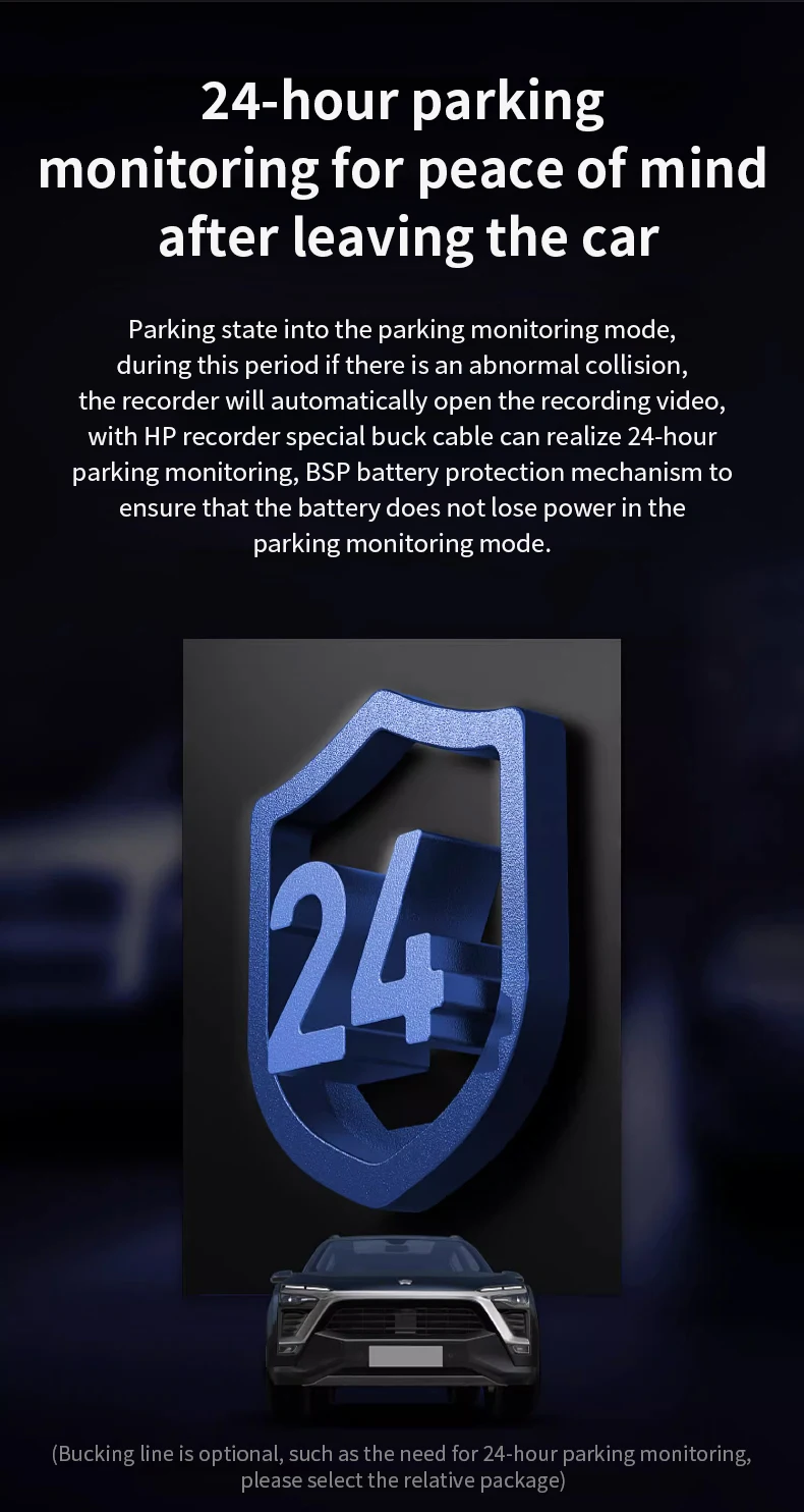 HP car camera dash cam camera 2k HD night vision WiFi DVR video loop video parking monitoring car dashcam auto - Image 19