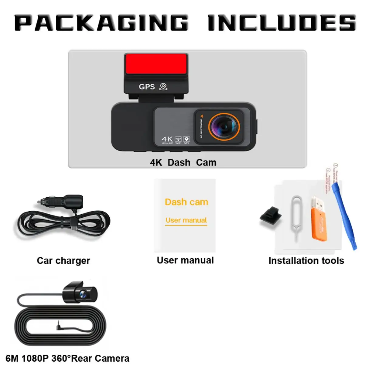 QOZ 4K Dash Cam Dual Lens Driving Recorder Car DVR 2.5K Rear Lens Camera Built-In WiFi GPS 24-Hour Parking Monitoring Black Box - Image 7