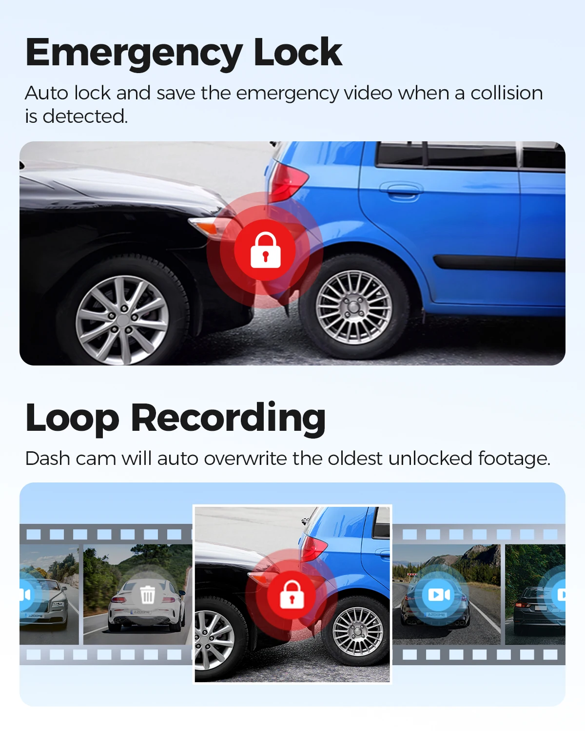 AZDOME Dash Cam M300S 4K+1080P Dual Dash Car Camera Built-in WiFi GPS ADAS Car DVR 24H Parking Mode Night Vision Black Box - Image 5