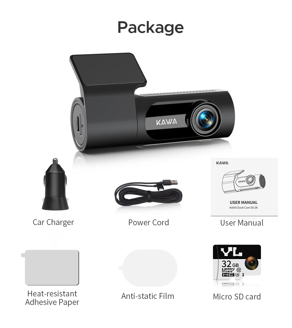 Dash cam KAWA D6 3K Video Recorder Car Dash Camera for AUTO, Car DVR Voice Control,Night Vision Dashcam 2025 New - Image 26