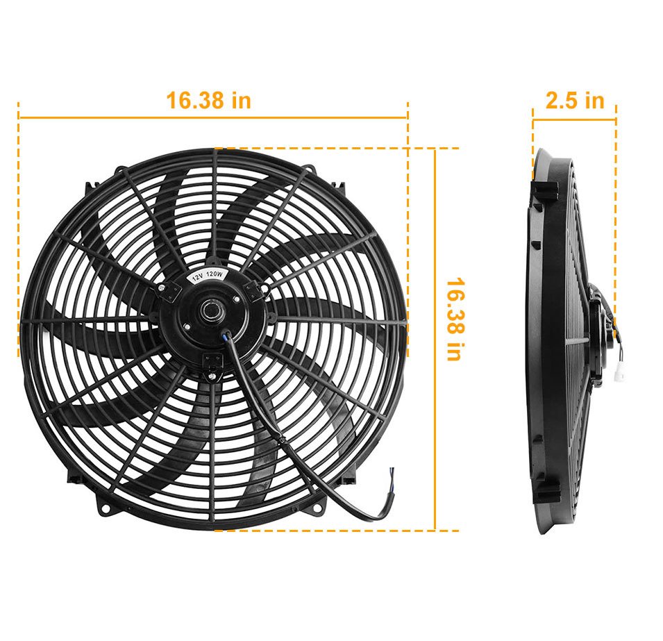 16 Inch Electric Radiator Cooling Fan 12V 120W 10 Blades Car Thermostat Kit With Mounting Kit - Image 7