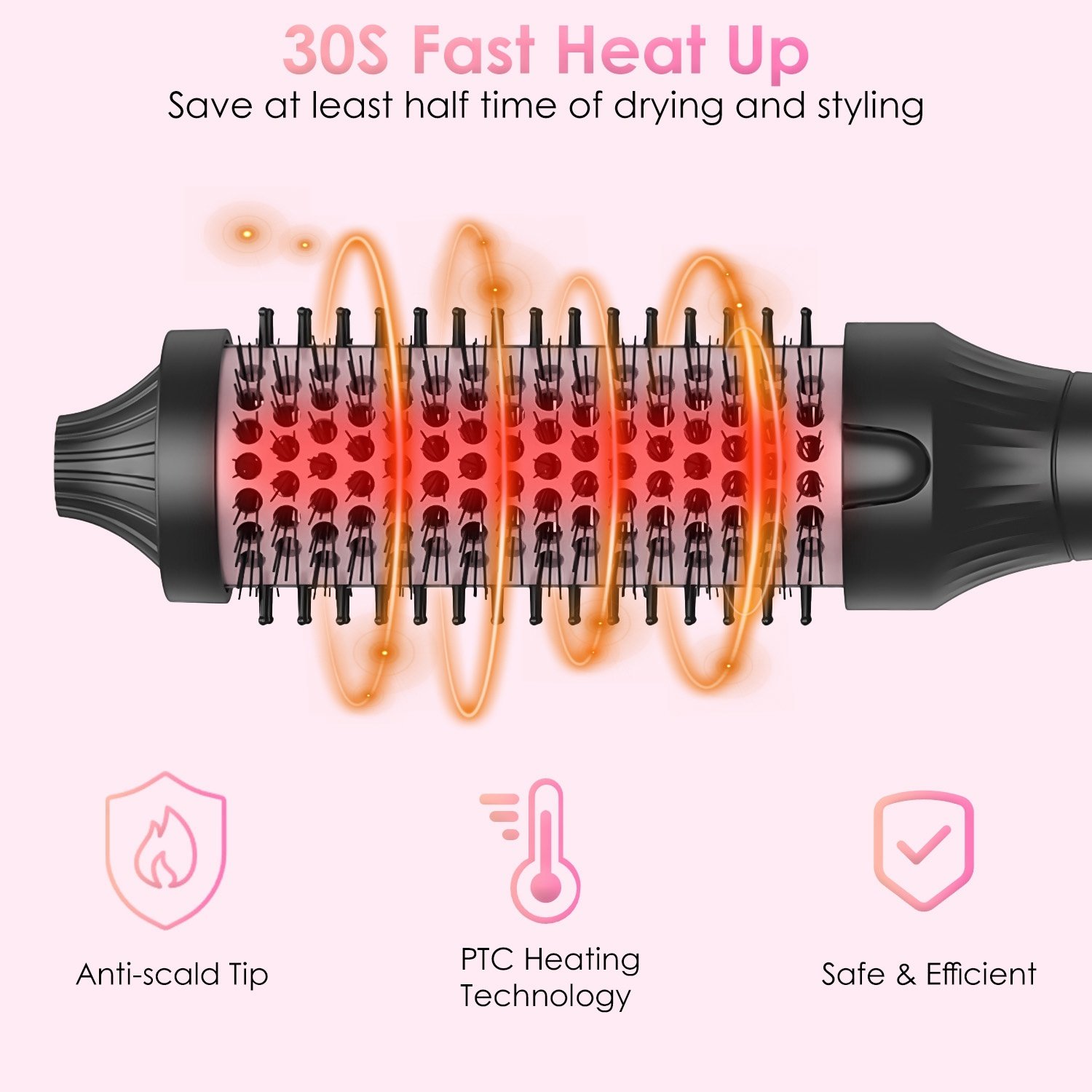 1Pc 3 In 1 Thermal Brush Hair Curler Brush Hair Curler Straightener With 10 Heating Levels 30S Fast Heating Fit For All Hair Types For Home Travel - Image 6
