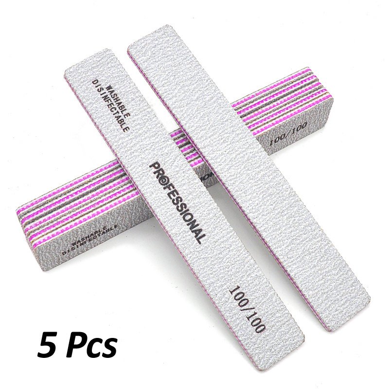 5 Pcs/Pack Square Nail File 80 100 180 Grit Poishing Files Strong Sandpaper Manicure Nails File Kit Salon Tools - Image 5