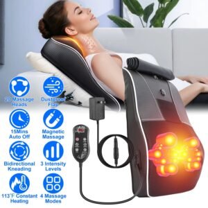 1Pc Back Massager With Heat 3D Kneading Massage Pillow Shiatsu Full Body Massager For Back Neck Waist Arm Abdomen Calf