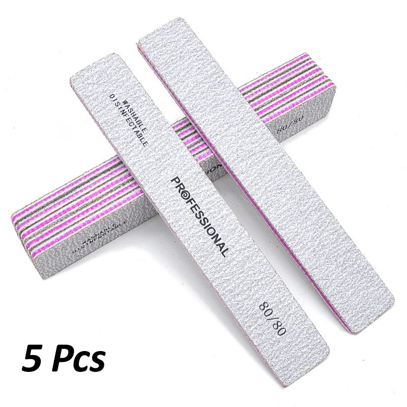 5 Pcs/Pack Square Nail File 80 100 180 Grit Poishing Files Strong Sandpaper Manicure Nails File Kit Salon Tools - Image 3