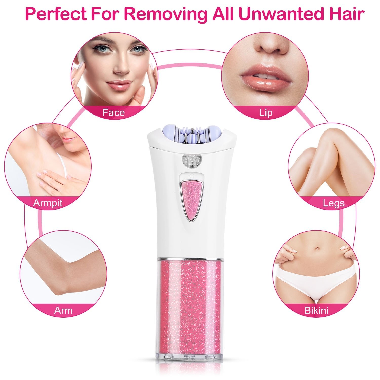 1Pc Glide Epilator For Women Cordless Women Shaver Facial Body Hair Remover Razor For Women Electric Tweezers Bikini Epilator Trimmer With LED Light - Image 9