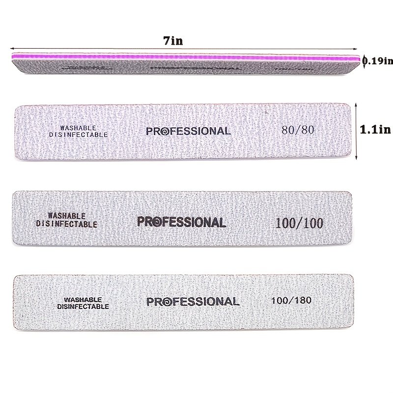 5 Pcs/Pack Square Nail File 80 100 180 Grit Poishing Files Strong Sandpaper Manicure Nails File Kit Salon Tools - Image 6