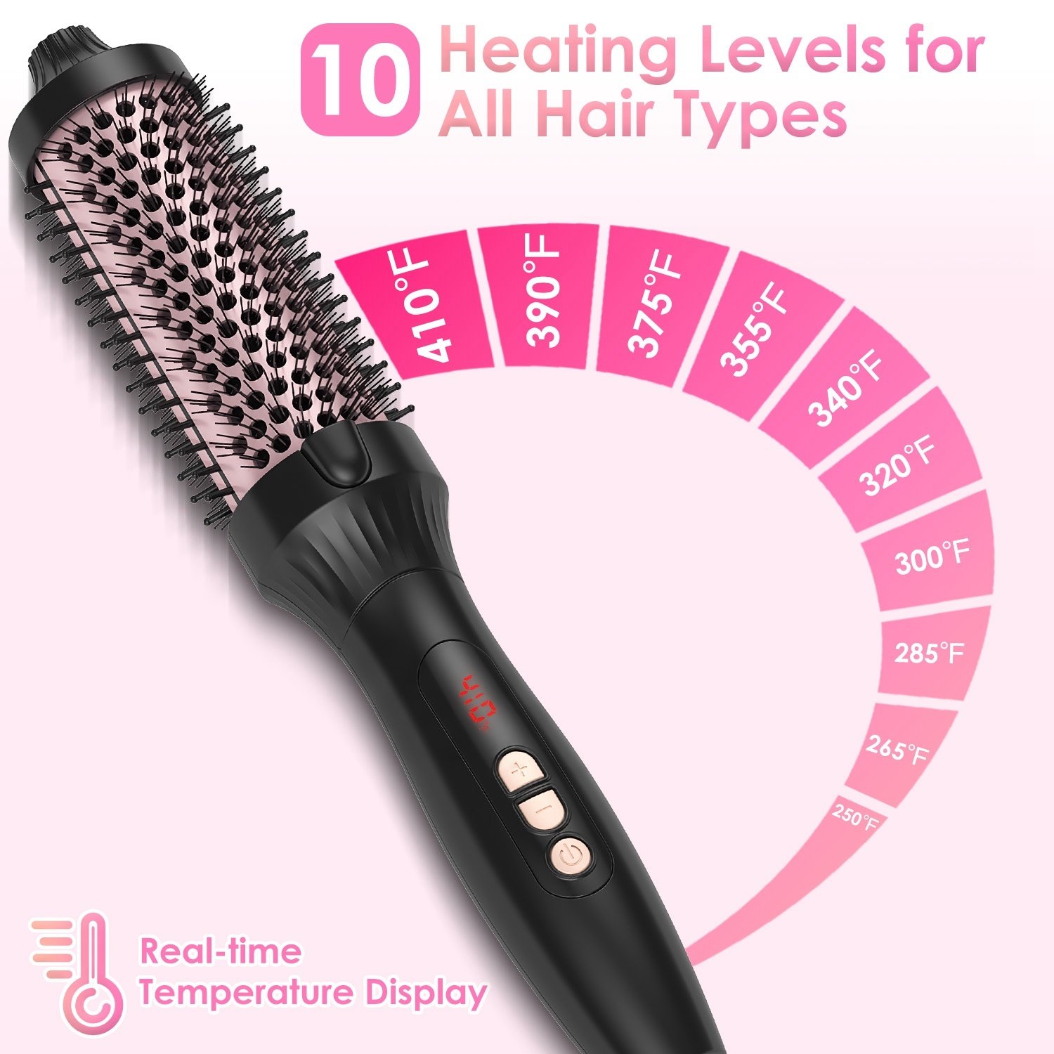 1Pc 3 In 1 Thermal Brush Hair Curler Brush Hair Curler Straightener With 10 Heating Levels 30S Fast Heating Fit For All Hair Types For Home Travel - Image 10