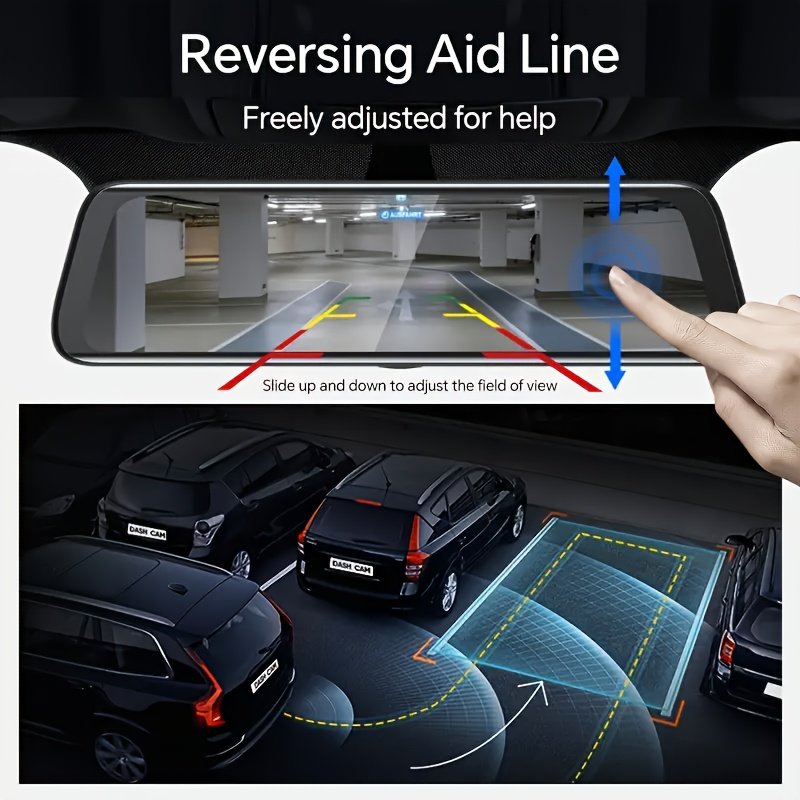 Dash Camera for Cars, 10'' Rear View Mirror Camera Mirror Dash Cam, 4K Front And 720P Rear Backup Camera, Full Touch Screen, Loop Recording, Night Vision, 170° Wide Angle, Includes 32G Card, Easy to Install, Black Friday & Halloween Perfect Gifts - Image 13