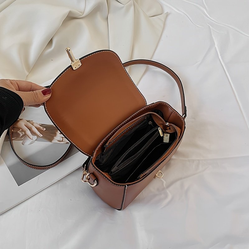 PU Women's Shoulder Bag, Large Capacity, Comfortable And Versatile, Small Square Bag, Commuting Fashion, Simple Crossbody Bag - Image 5