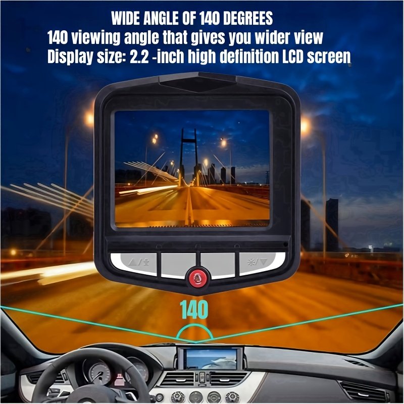 Full 1080P Wide Angle Dash Cam - Driving Recorder Car DVR with Night Vision, Gravity Sensor, Loop Recording, Motion Detection - Easy Install Suction Cup Mount, Without Memory Card - Black - Image 12